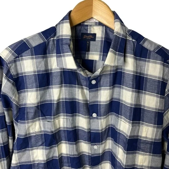 Good Man Brand Men’s Plaid Button Down Shirt Blue Size XL - Picture 2 of 6